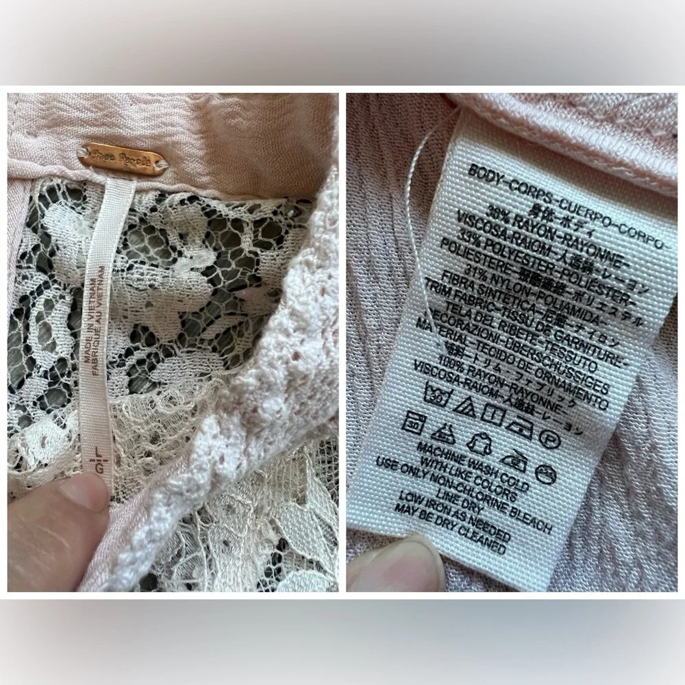Free People Tell Tale Keyhole Gauzy Eyelash Lace Trapeze Dress in Pearl L